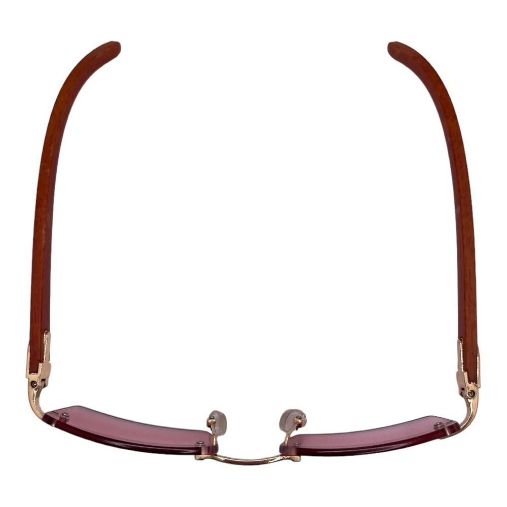 Awesome Shades! Variated Pink Rectangular Lens with Wood Tone Arms - Picture 6 of 8